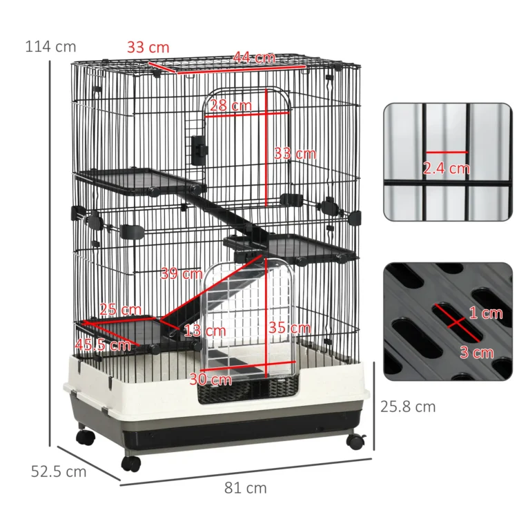 Four-Level Small-Animal Cage with Wheels – Black Four-Level Small-Animal Cage with Wheels – Black