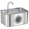 Stainless Steel Cat Drinking Fountain with Level Window – 3.2L