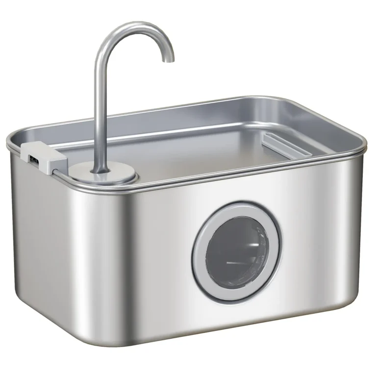 Stainless Steel Cat Drinking Fountain with Level Window – 3.2L Stainless Steel Cat Drinking Fountain with Level Window – 3.2L