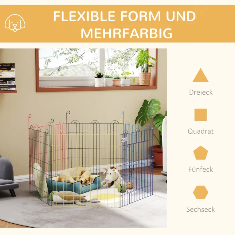 Six-Panel Metal Pet Playpen – Multicolour, 60cm