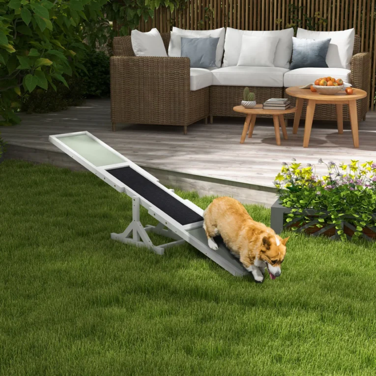 Wooden Dog Agility Seesaw – White, 180cm
