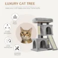Dual-Condo Cat Activity Tree with Sisal Posts – Grey