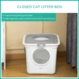Enclosed Cat Litter Box with Front Entry and Top Exit – White