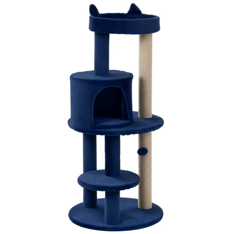Cat Tree with Round Den and Perches – Blue, 104cm
