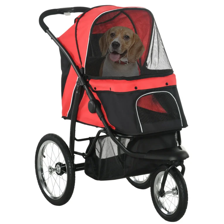 Foldable Pet Stroller for Small/Medium Dogs – Red and black