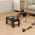Adjustable Raised Dog Feeding Station with Slow Bowl – Black