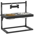 Adjustable Double Dog Bowl Stand – Black, 11–33cm