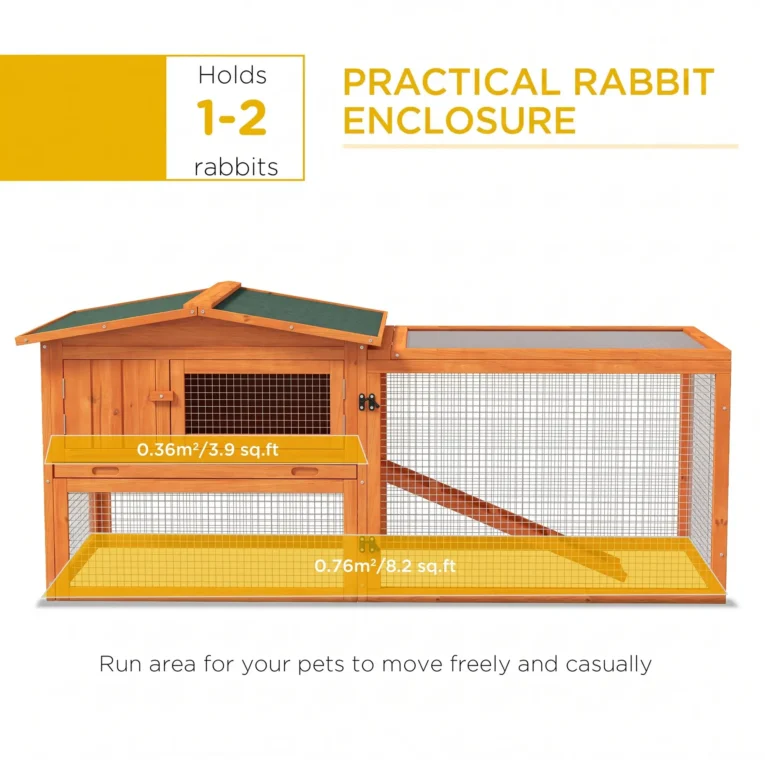 Rabbit Hutch Wooden Outdoor Cage 156x58cm – Orange