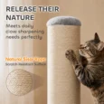 Wide-Base Sisal Cat Scratching Post – Light Grey, 75.5cm