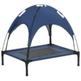 Raised Dog Bed with Canopy – Dark Blue, 76 × 61cm