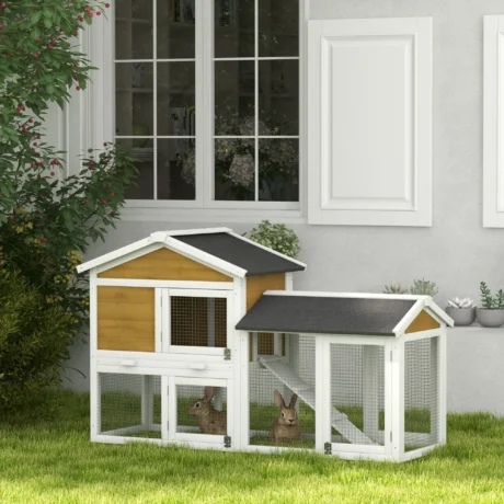 Rabbit Resting Hutch with Lower Run – Yellow