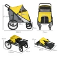 Folding Large Pet Stroller with Inflatable Wheels – Yellow, 30kg