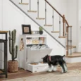 Pet Feeding Cabinet with Pull-Out Bowls – White