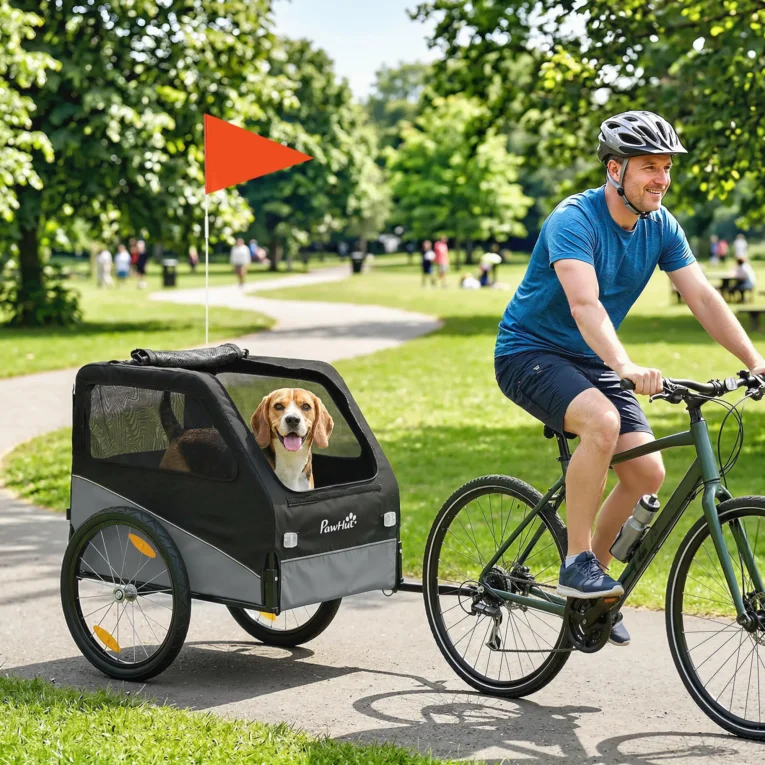 Dog Bicycle Trailer with 20-Inch Wheels – Grey, 20kg Capacity