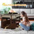 Folding Fabric Pet Playpen – Brown, 84cm