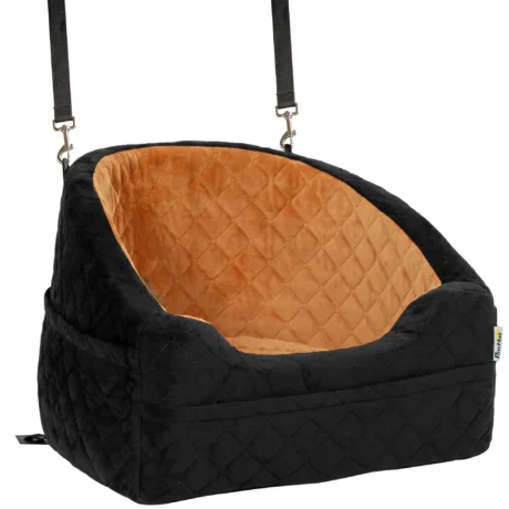 Cushioned Dog Car Booster Seat with Pockets – Brown, 50cm