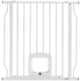 Pressure-Fit Pet Gate with Four-Way Cat Door – White, 75–85cm
