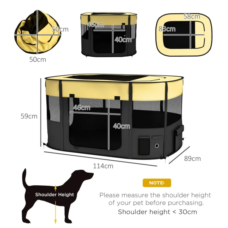 Foldable Dog Pen Portable Indoor/Outdoor – Yellow and Black