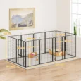 Twelve-Panel Steel Dog Playpen with Two Gates – Black, 100cm High