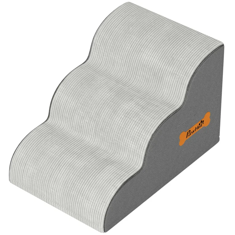 Dog Steps 3-Step Non-Slip Removable Cover – Light Grey
