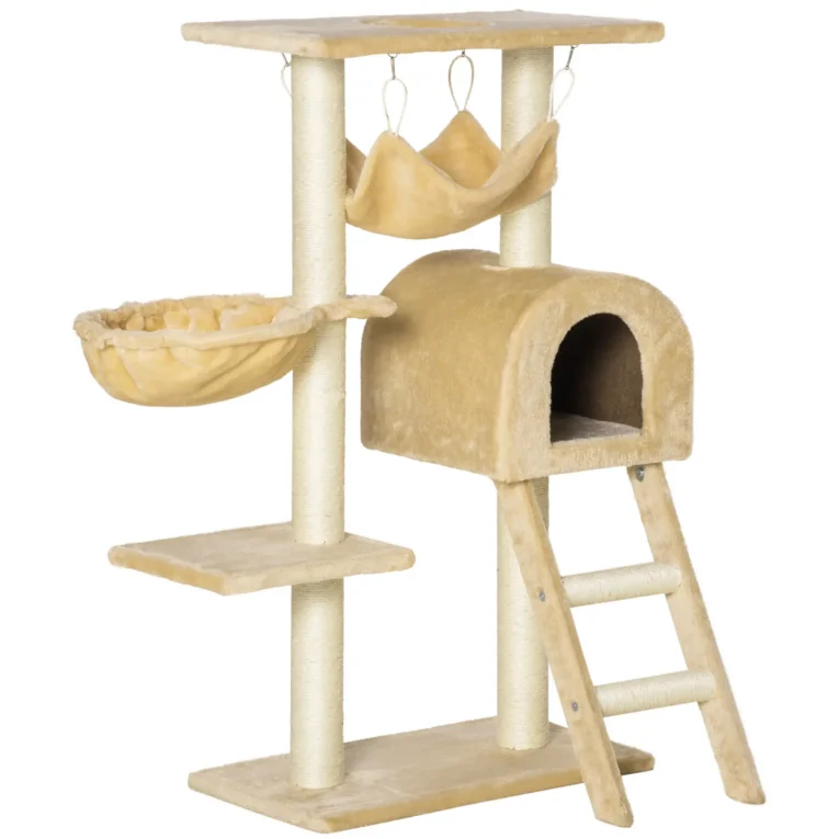 Cat Activity Tree Scratching Post with Hammock – Beige