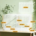 Divided Bird Cage with Perches and Feeders – White, 76cm