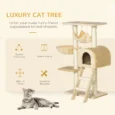 Cat Activity Tree Scratching Post with Hammock – Beige