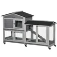 Two-Level Rabbit Hutch with Side Run – Grey