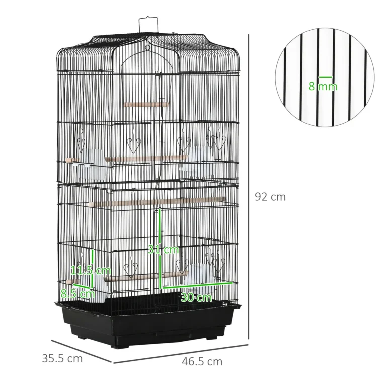 Metal Bird Cage with Stand and Swing – Black