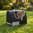 Portable Foldable Cat Litter Box with Lid – Black, Grey