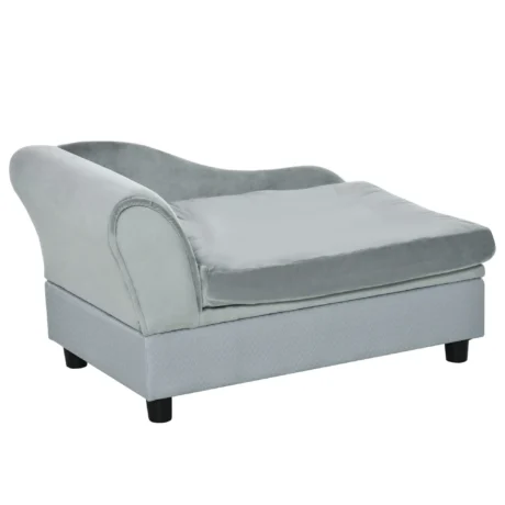 Pet Sofa with Under-Seat Storage – Light Grey, 76cm