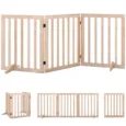Three-Panel Folding Wooden Dog Gate – Natural, 150cm