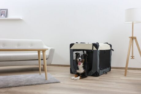 Kerbl Journey Folding Dog Travel Crate – Grey/Beige, 92 × 65 × 66cm