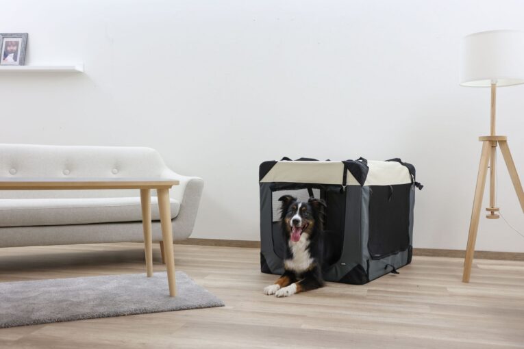 Kerbl Journey Folding Dog Travel Crate – Grey/Beige, 92 × 65 × 66cm