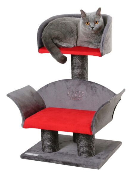 Kerbl Lounge Deluxe Cat Tree &ndash; Grey and Red, 70cm