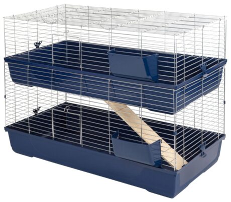 Kerbl Maxi Baldo Twin Two-Level Small Animal Cage – Dark Blue, 120 × 58 × 86cm