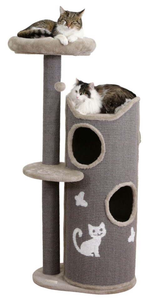 Kerbl Tiana Cat Tree with Scratching Barrel &ndash; Grey, 130cm