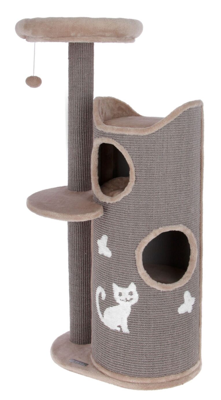 Kerbl Tiana Cat Tree with Scratching Barrel – Grey, 130cm Kerbl Tiana Cat Tree with Scratching Barrel – Grey, 130cm