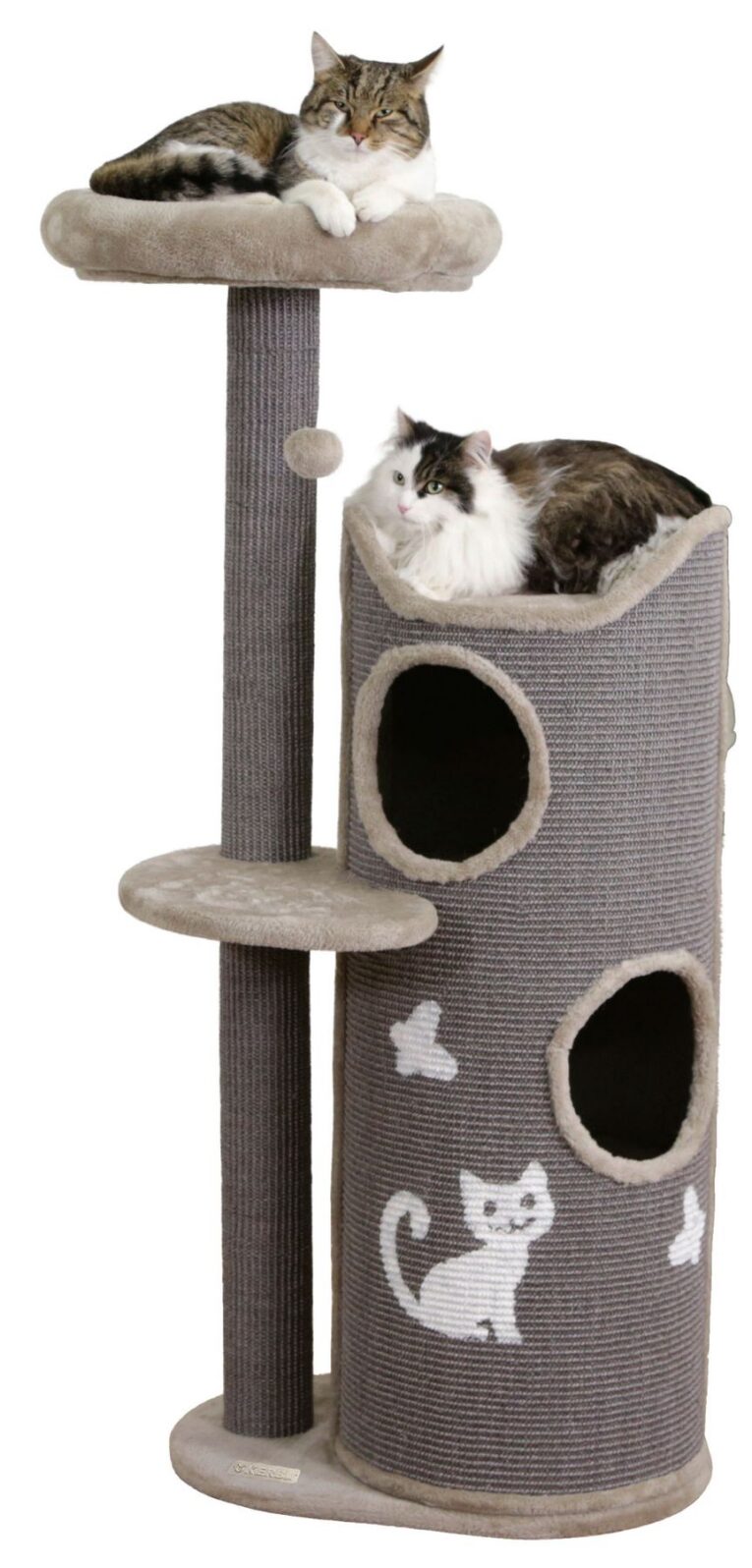 Kerbl Tiana Cat Tree with Scratching Barrel – Grey, 130cm Kerbl Tiana Cat Tree with Scratching Barrel – Grey, 130cm