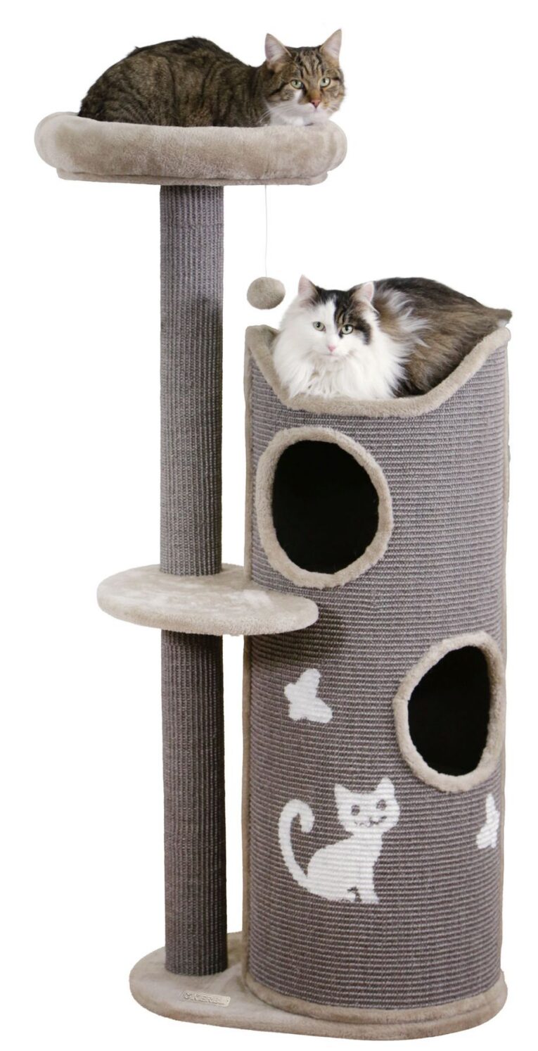 Kerbl Tiana Cat Tree with Scratching Barrel – Grey, 130cm Kerbl Tiana Cat Tree with Scratching Barrel – Grey, 130cm