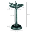 Garden Bird Bath with Planter Base – Green, 81cm