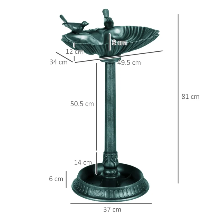 Garden Bird Bath with Planter Base – Green, 81cm