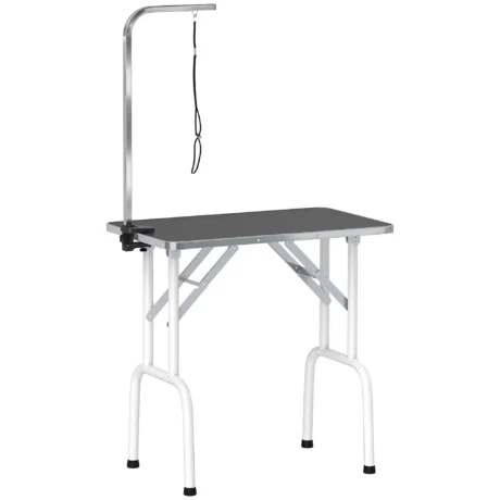 Folding Dog Grooming Table with Adjustable Arm – Black, 81cm