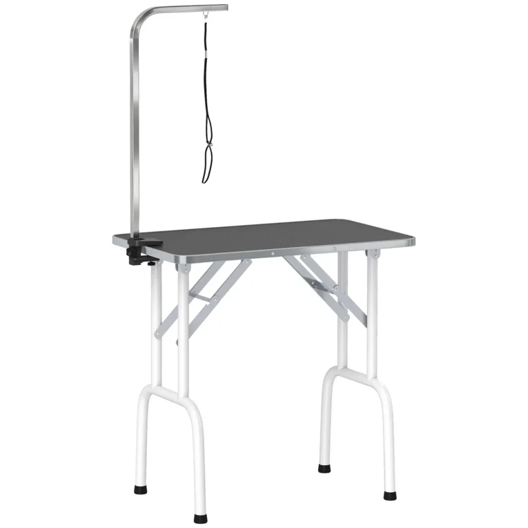 Folding Dog Grooming Table with Adjustable Arm – Black, 81cm