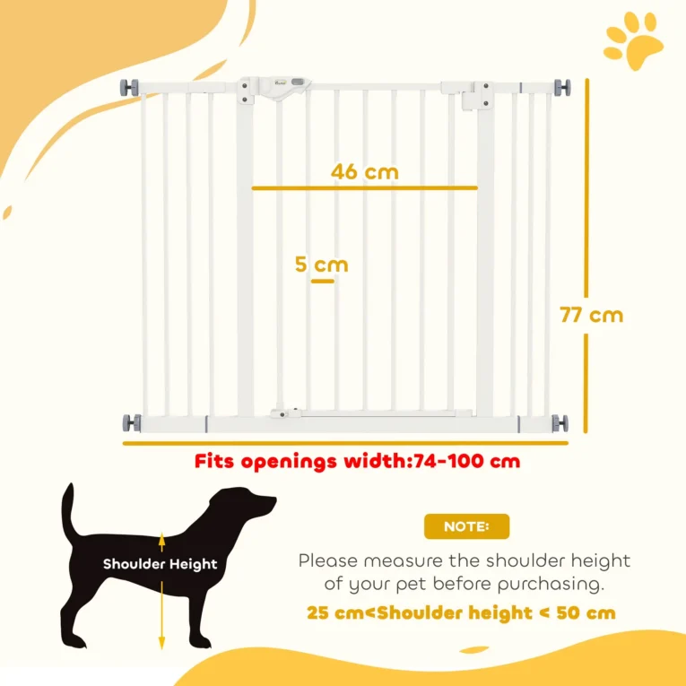 Adjustable Metal Dog Gate 74-100cm – White Adjustable Metal Dog Gate 74-100cm – White