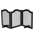 Three-Panel Freestanding Folding Dog Gate with Feet – Black