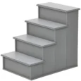 Four-Step Wooden Pet Stairs with Removable Mats – Grey, 54cm