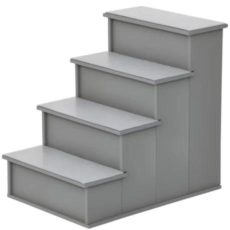 Four-Step Wooden Pet Stairs with Removable Mats – Grey, 54cm