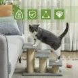 Three-Step Plush Pet Stairs – Grey, 34cm