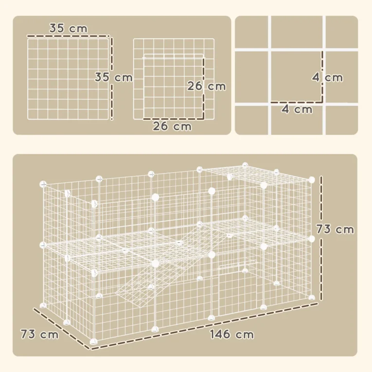 Modular 36-Panel Wire Pet Playpen – White Modular 36-Panel Wire Pet Playpen – White